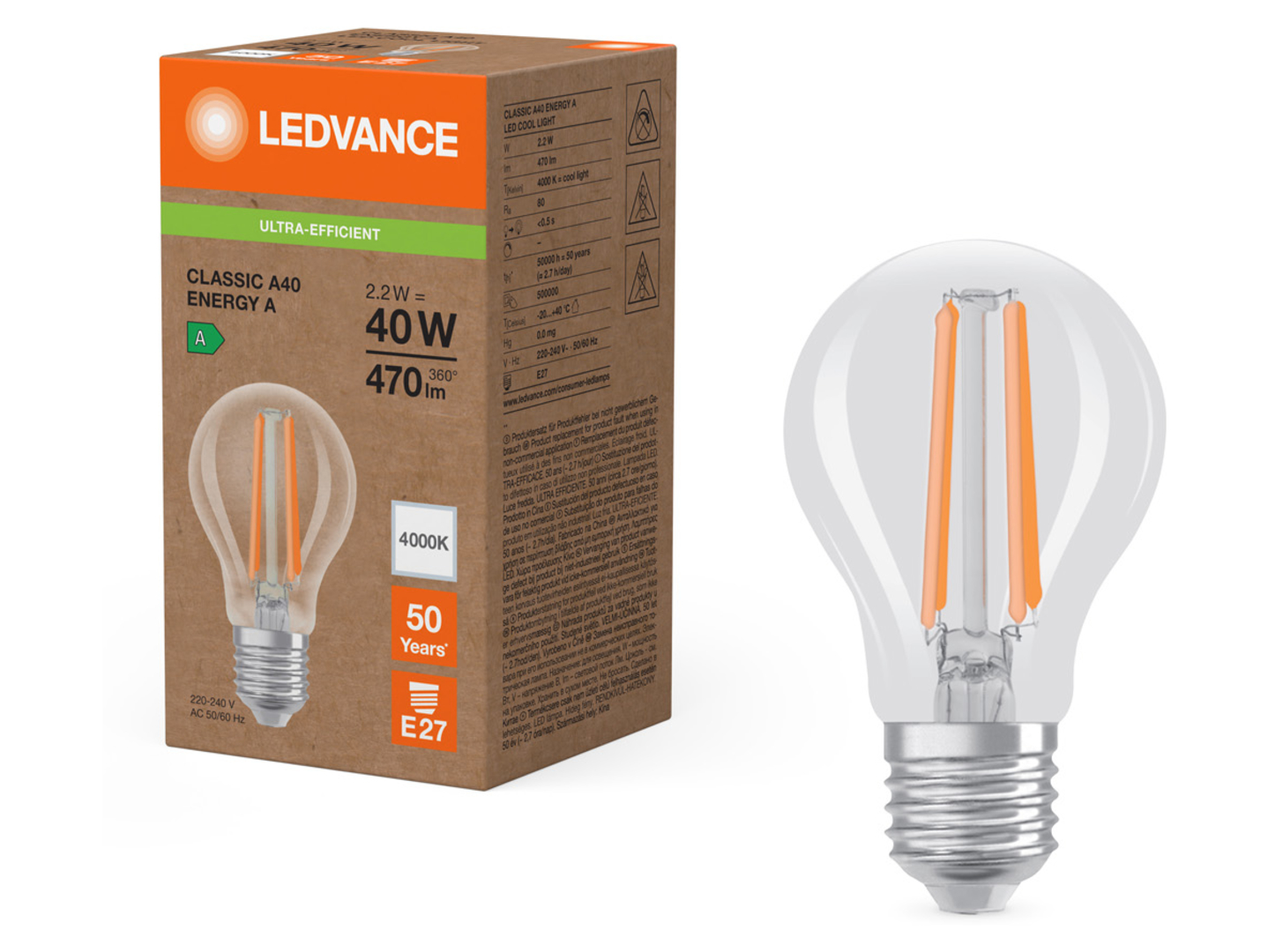 Żarówka LED Bańka E27 2,2W z neutralną barwą światła