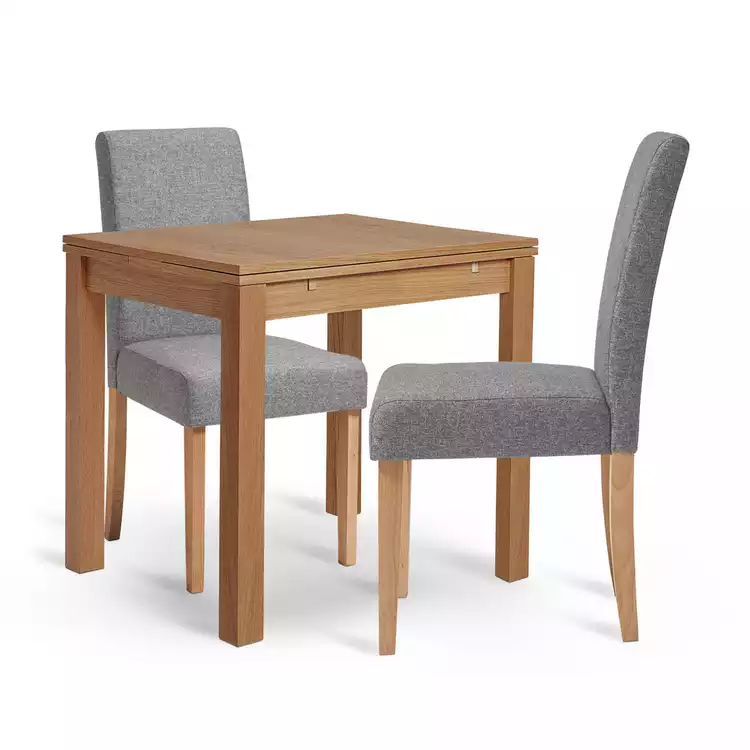 Habitat Clifton Wood Dining Table & 2 Grey Chairs