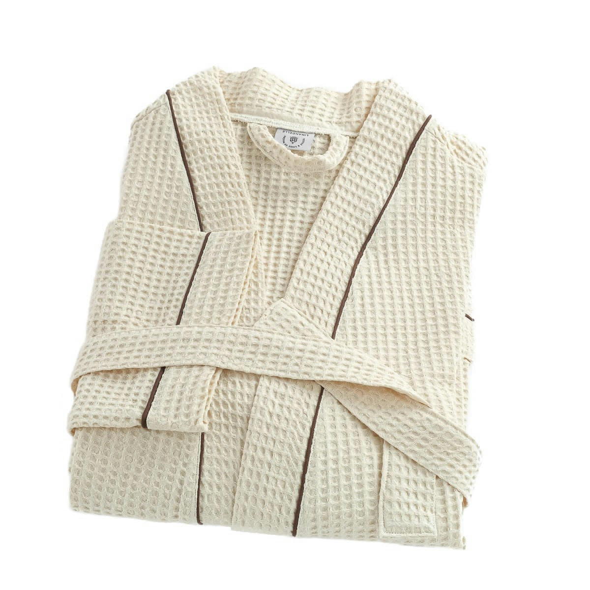 - Peignoir nid d'abeille en coton beige m