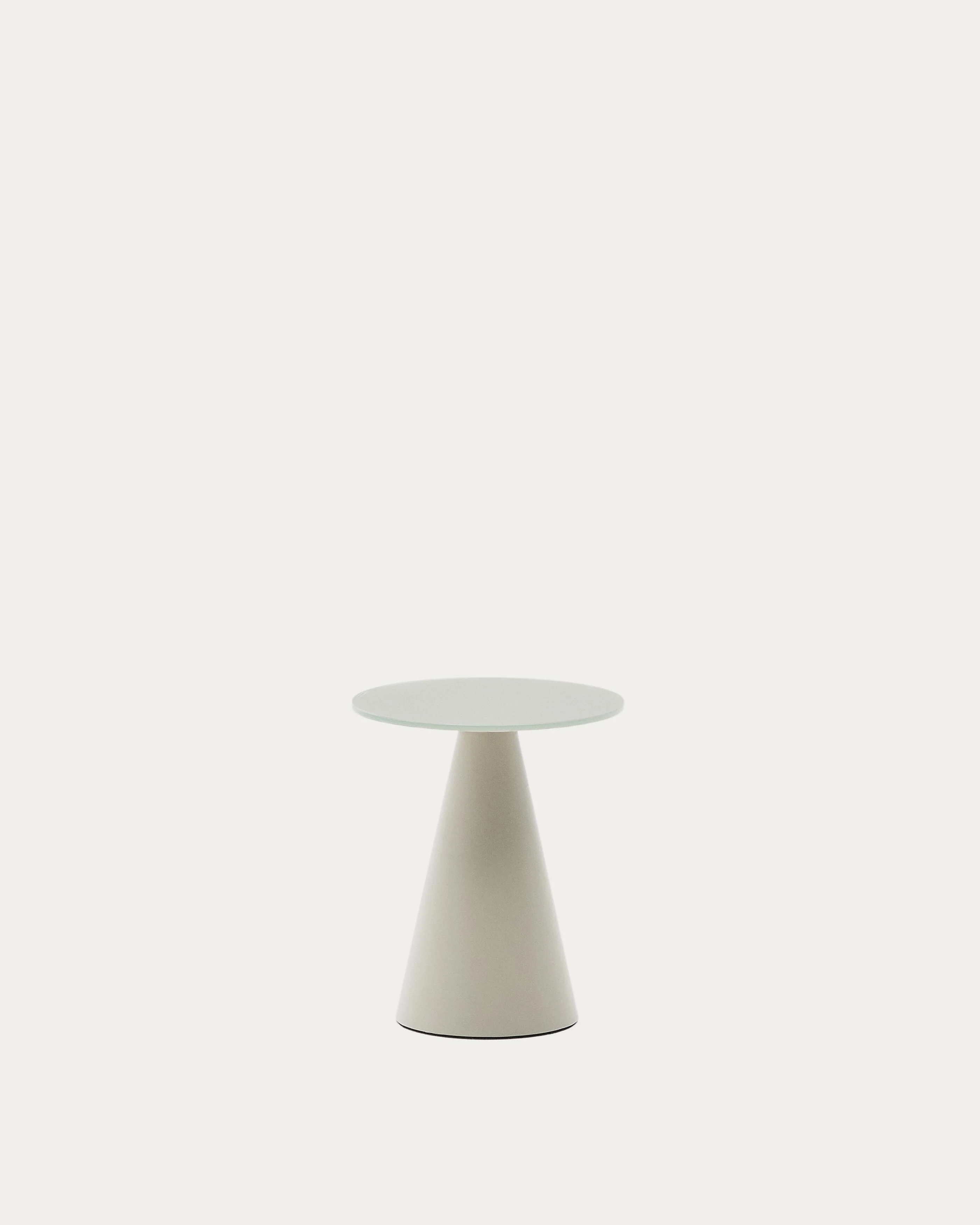 Wilshire side table with frosted tempered glass and steel with matt grey painted finish Ø35cm