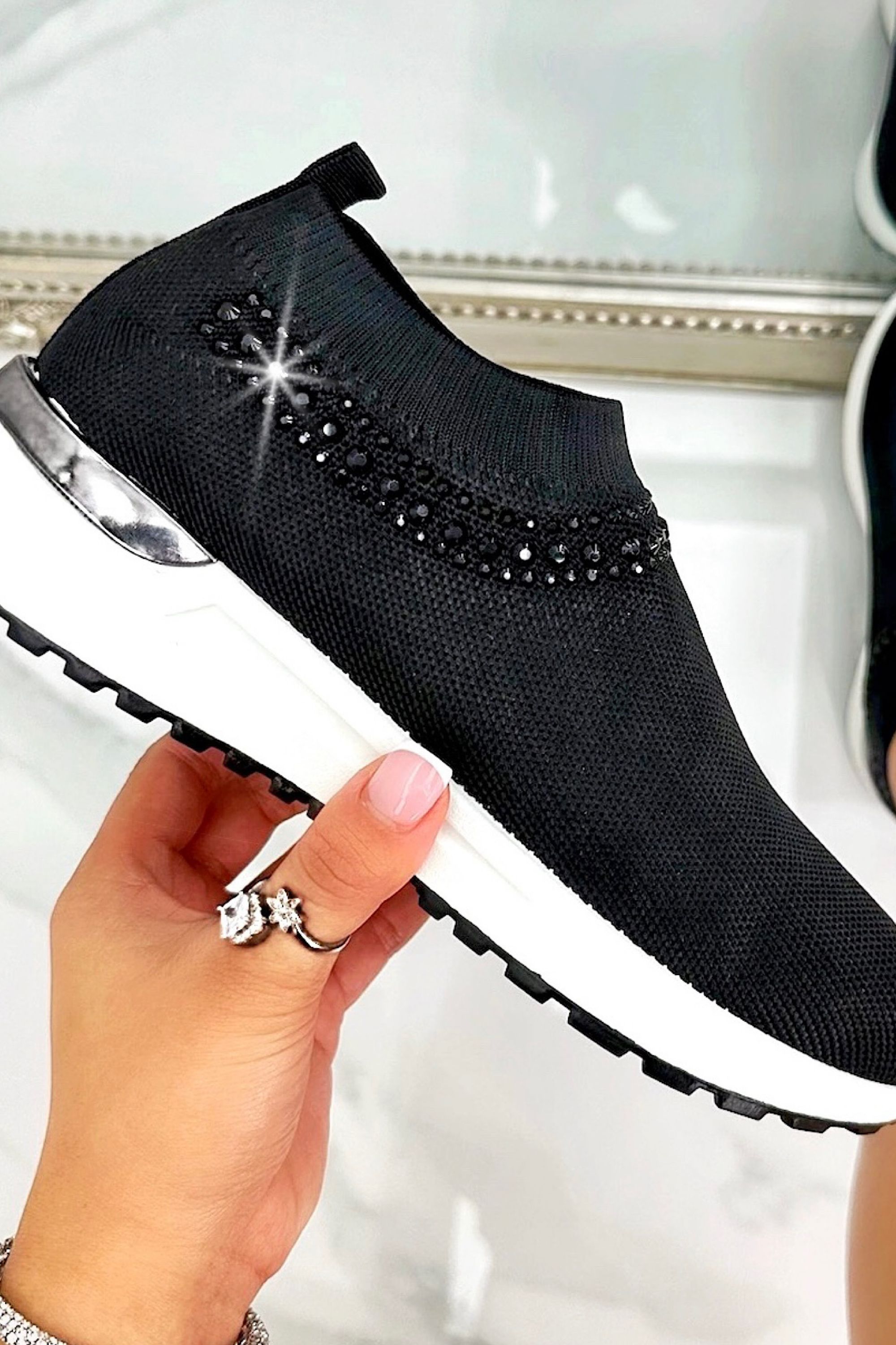 Love Lemonade Crystal Halo Comfort Stretch Slip On Trainers