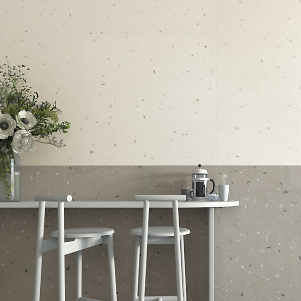 Carrelage mur faience effet terrazzo 32x99 cm Croccante Topping-R Sesamo