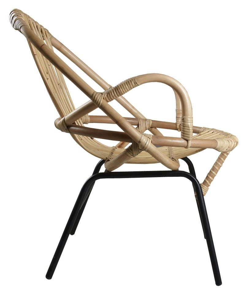 - Fauteuil coquille en rotin et métal ema