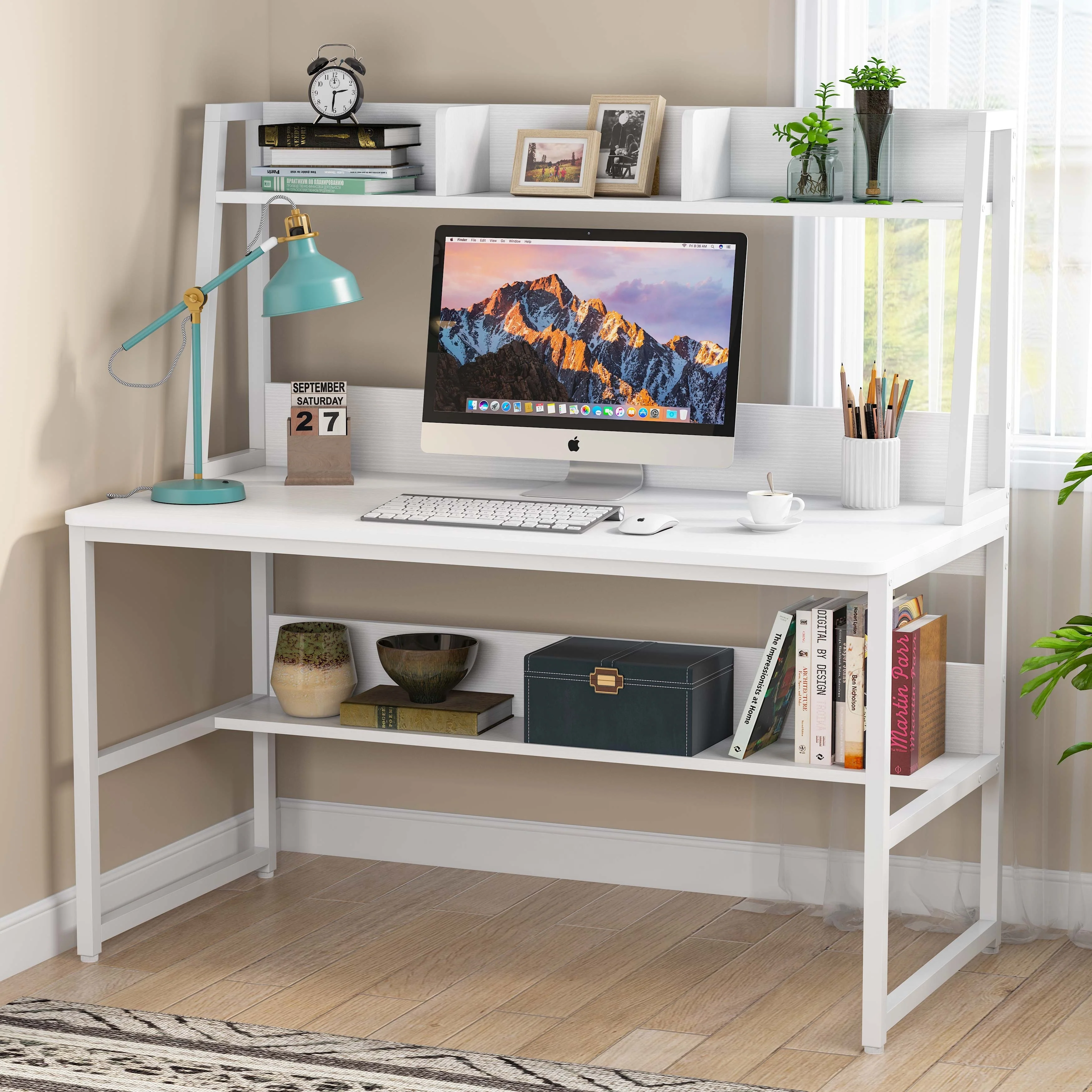 Computer Desk with Hutch and Bookshelf,Home Office Desk,Study Writing Table
