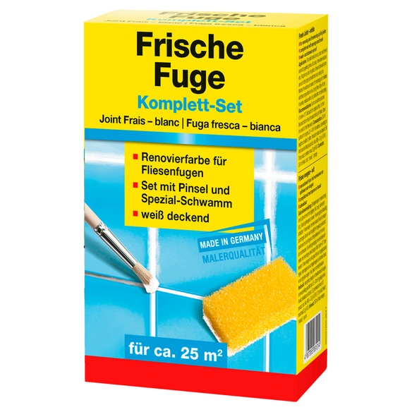 Renovierfarbe, Frische Fuge und Schwamm 250ml weiß