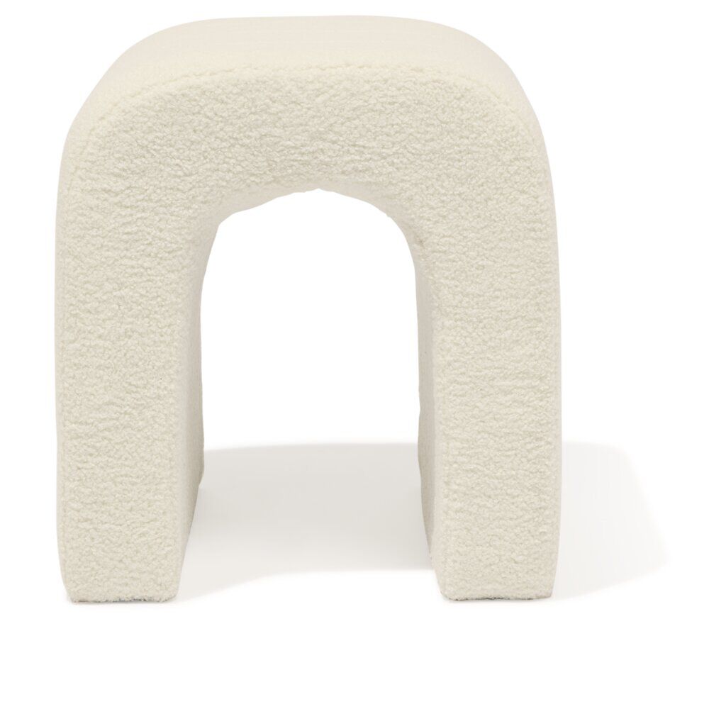 Bout de canapé Joseph curly effet laine bouclée blanc - L40xP40xH45 cm
