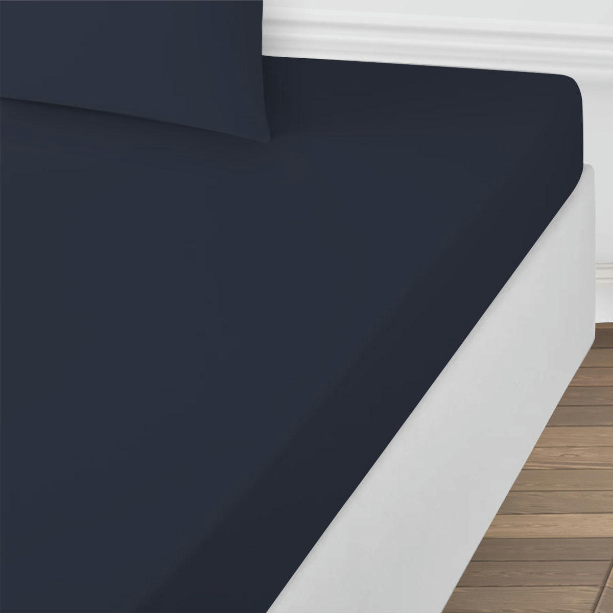 ESSENTIEL - Drap housse coton  uni encre 180x200cm