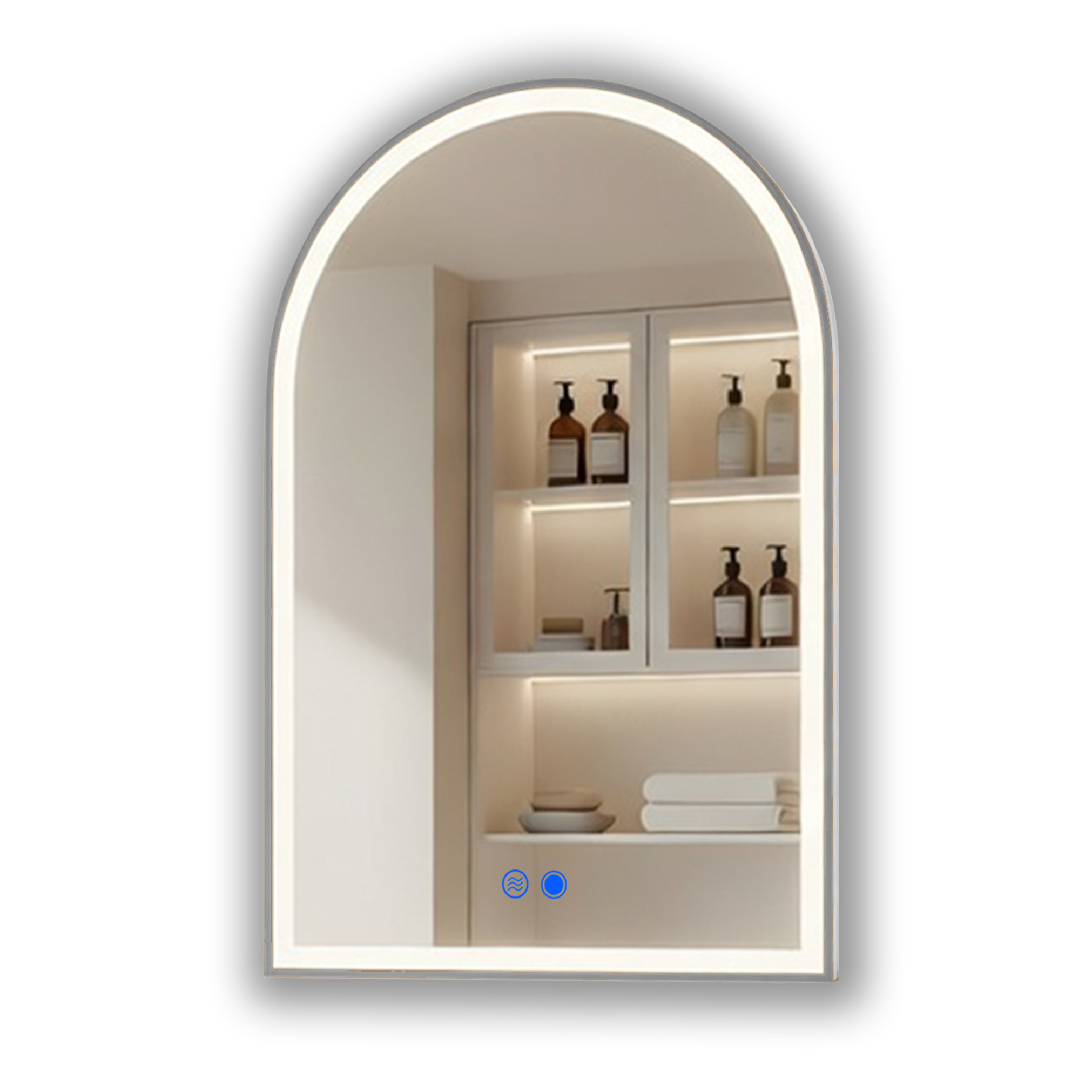 Lustro łazienkowe 60x90 srebro szczotkowane LED dotyk   mata portal