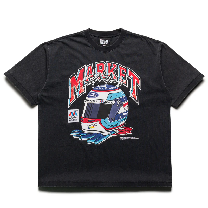 Market Racing Helmet Tee - Washed Black