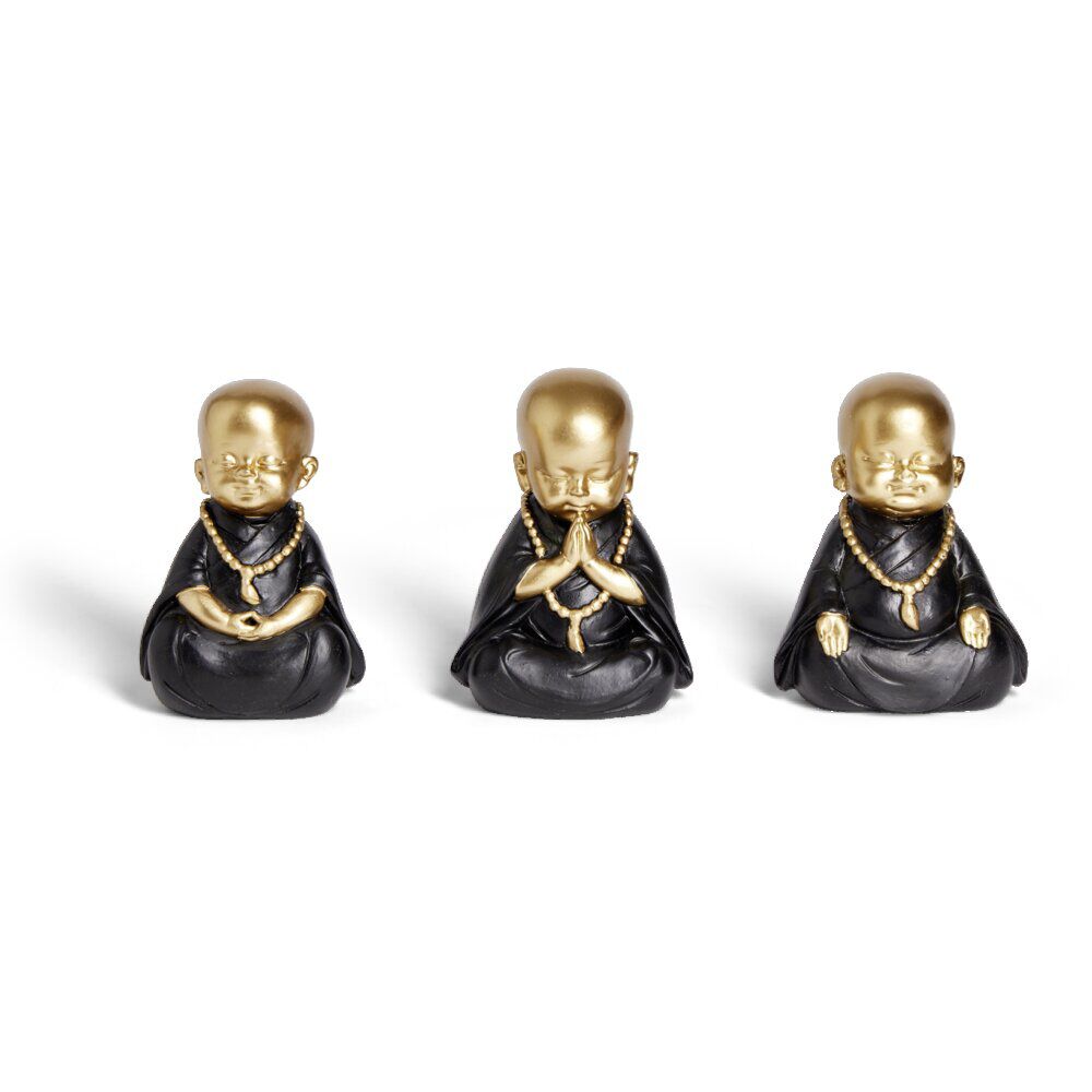 Lot de 3 bouddhas noirs et dorés