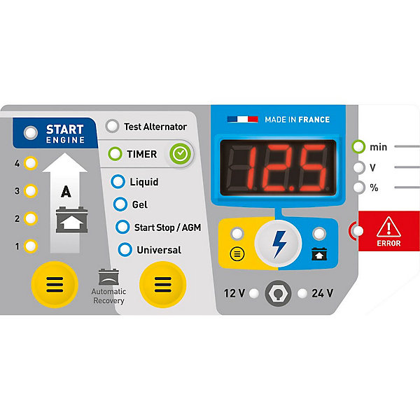 3054 STARTIUM 680E chargeur-démarreur 12/24 V 380 A, compatible batteries au plomb.