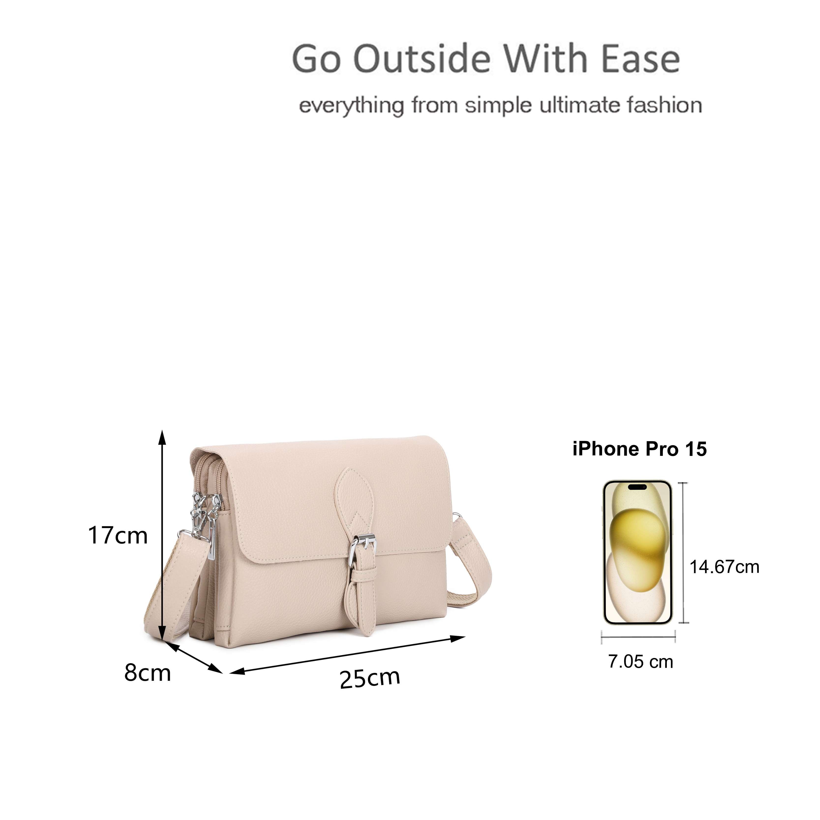 Kitise Small Satchel Double Compartments Crossbody Shoulder Bag