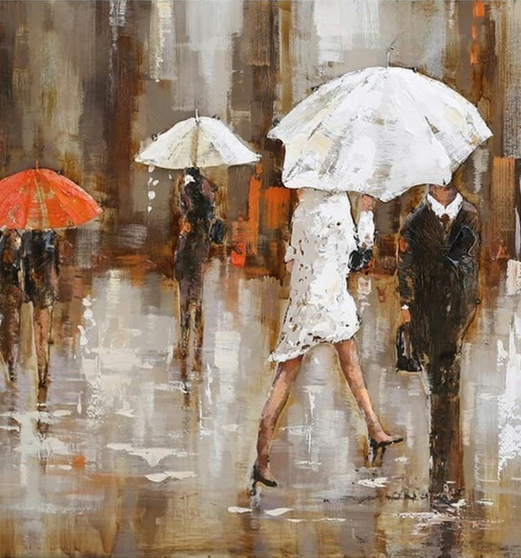 MÉTAL BRASS - Tableau relief en métal pluie 150x60