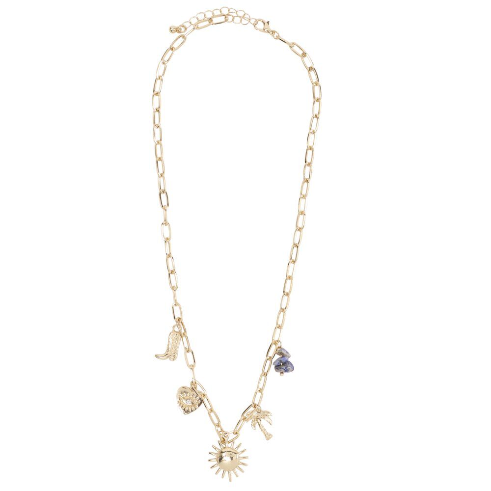 Collier avec pampilles soleil métal doré L20cm