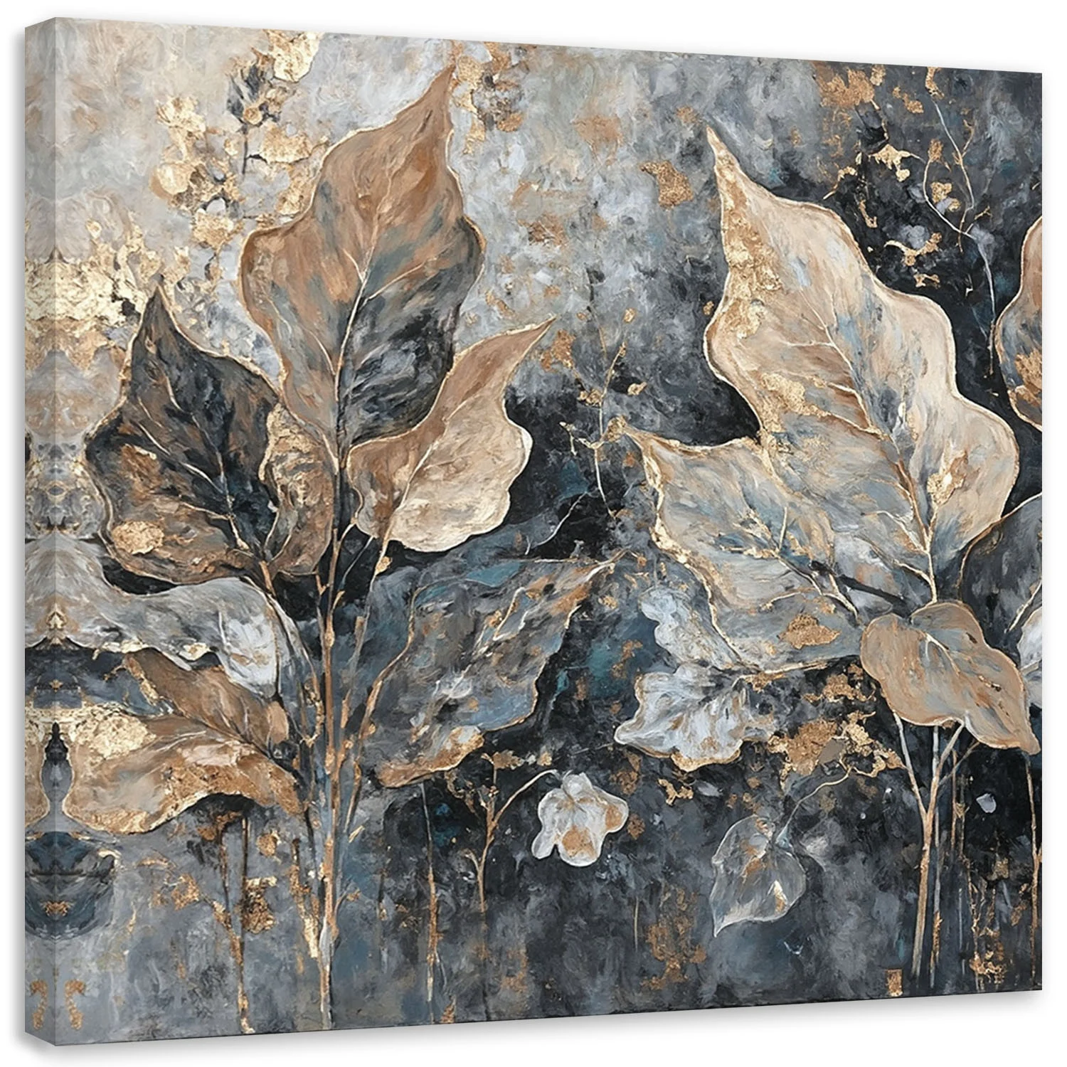 Feeby Obraz na płótnie, Liście W Stylu Glamour 30x30