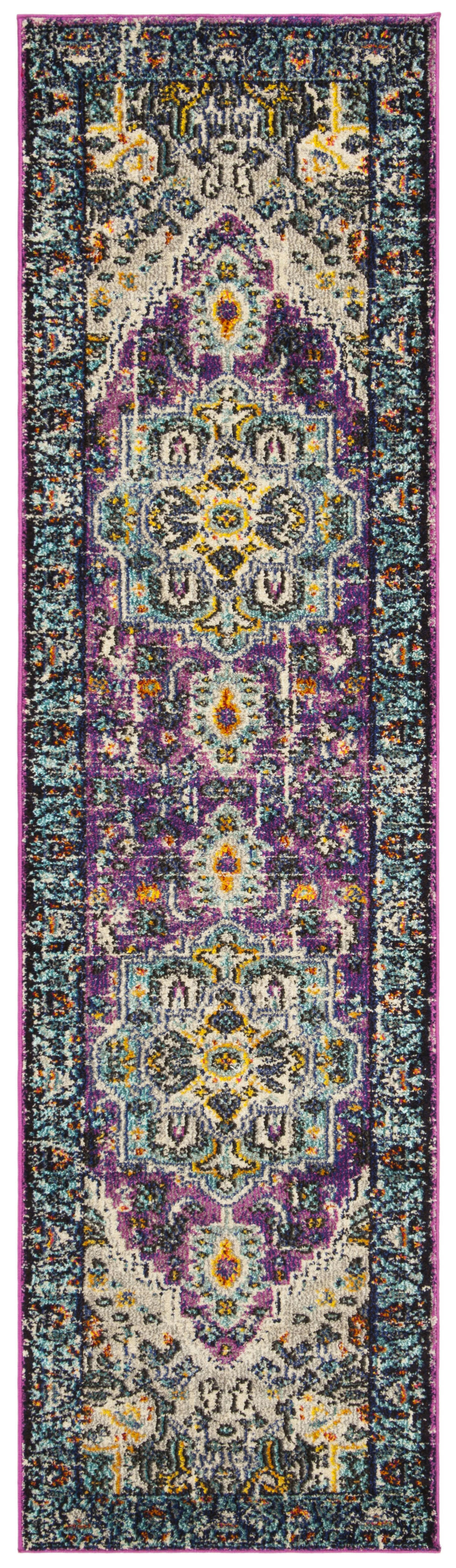 MONACO - Tapis de salon interieur en violet & bleu clair, 66 x 244 cm