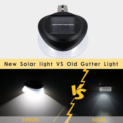 4pcs LED Solar Gutter Lights Outdoor SMY, Adjustable Bracket IP55 Waterproof Solar Security Lights Patio Fence Garden Wall Yard Attic Walkway, Pure White