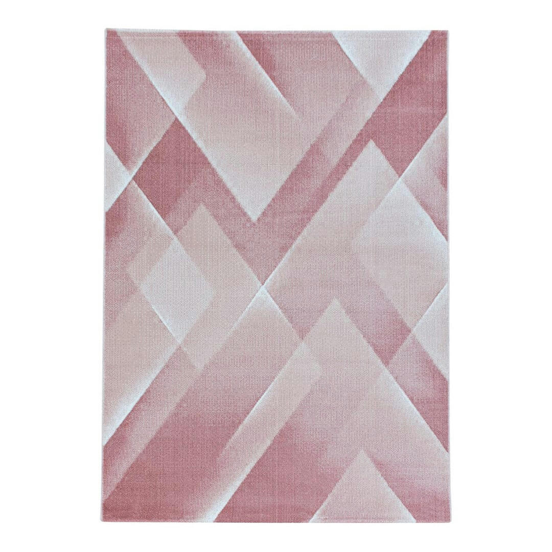 CHOUCAS - Tapis géométrique design en polypropylène rose 200x290