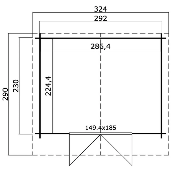 Gartenhaus »Baltimore«, BxHxT: 324 x 222,3 x 290 cm, (Außenmaß inkl. Dachüberstand), grüngrau