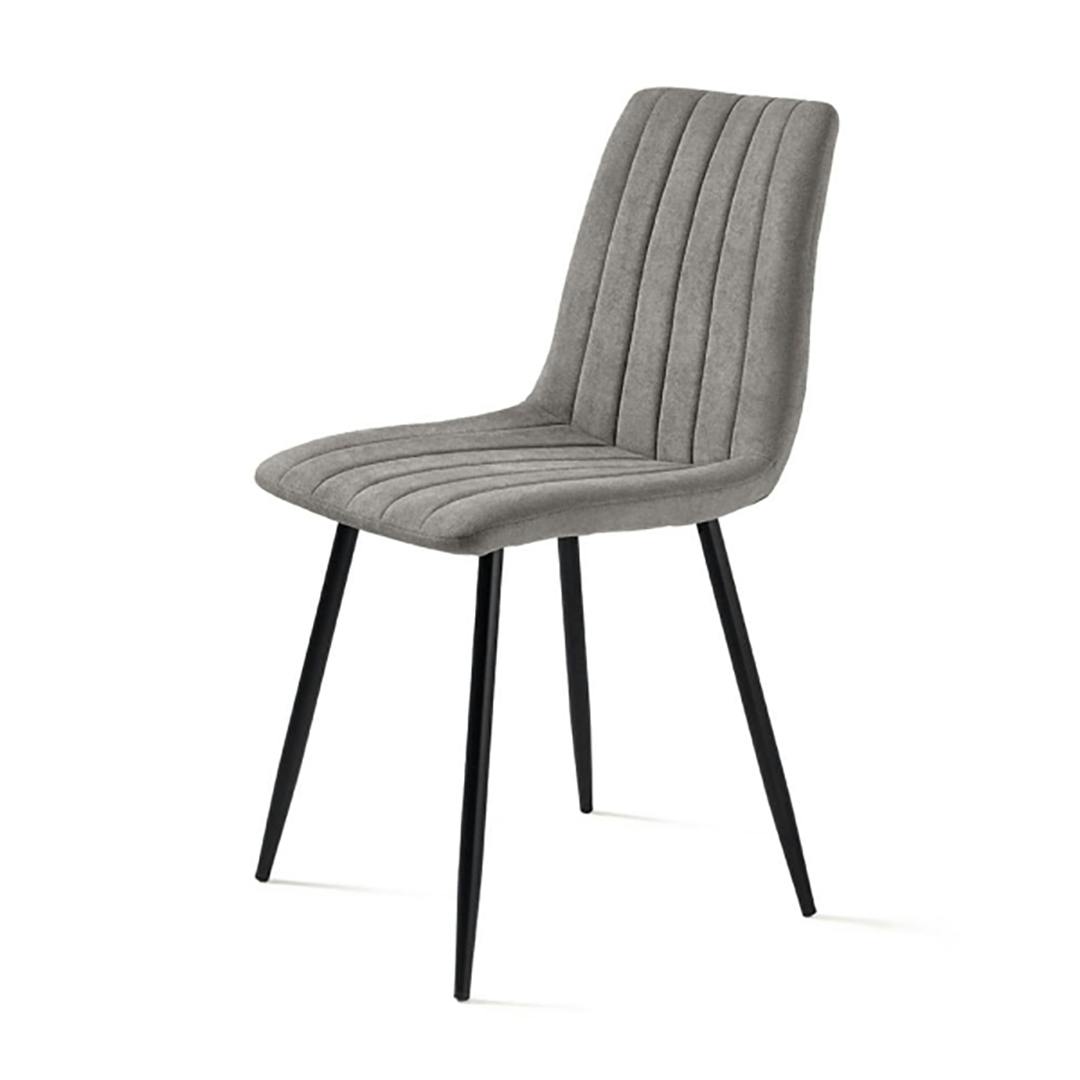 Chaise tissu gris clair à coutures verticales (x2) LORA