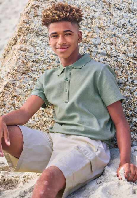 Older Boys Sage Textured Polo Shirt