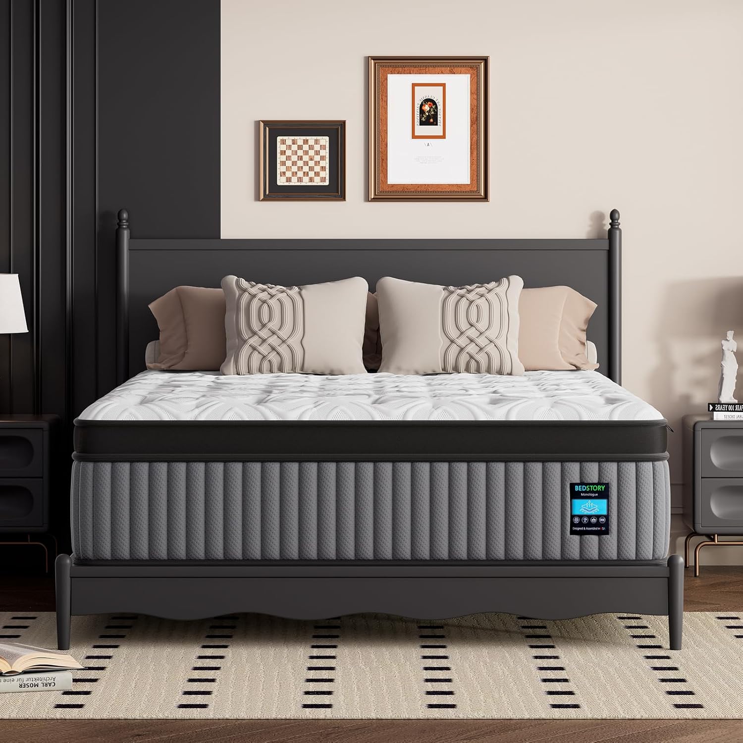 BedStory Extra Firm Queen Mattress 14 Inch, Deep Sleep Hybrid Mattresses 7-Zone Pain Relief - Extra Firm Bed in a Box - Fiberglass Free, CertiPUR-US Certified, 365-Night Trial, 10 Years Warranty