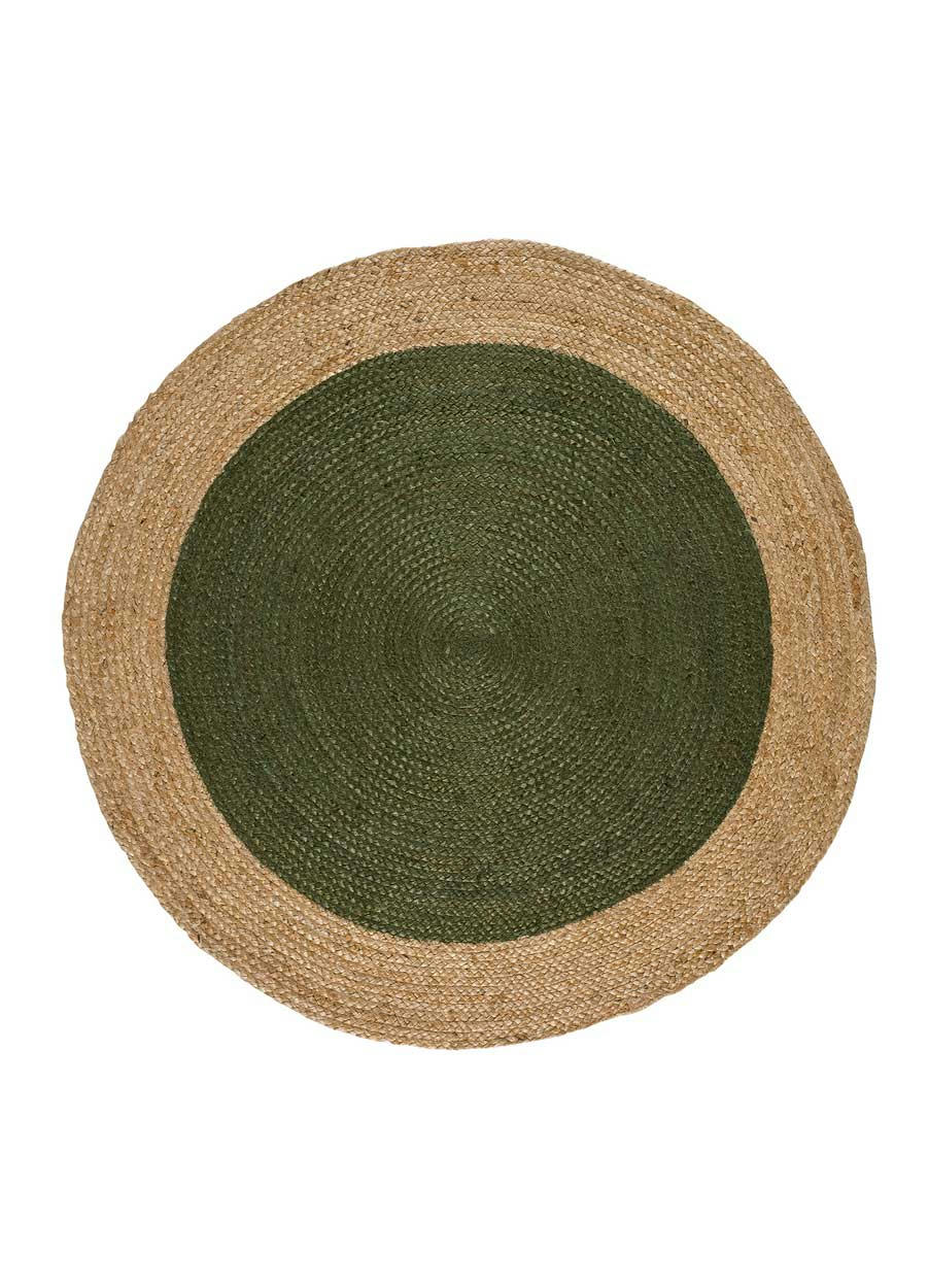 MAHON - Tapis rond en jute vert, 120X120 cm