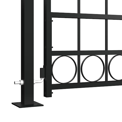 NNEVL Fence Gate with Arched Top and 2 Posts 105x204 cm Black