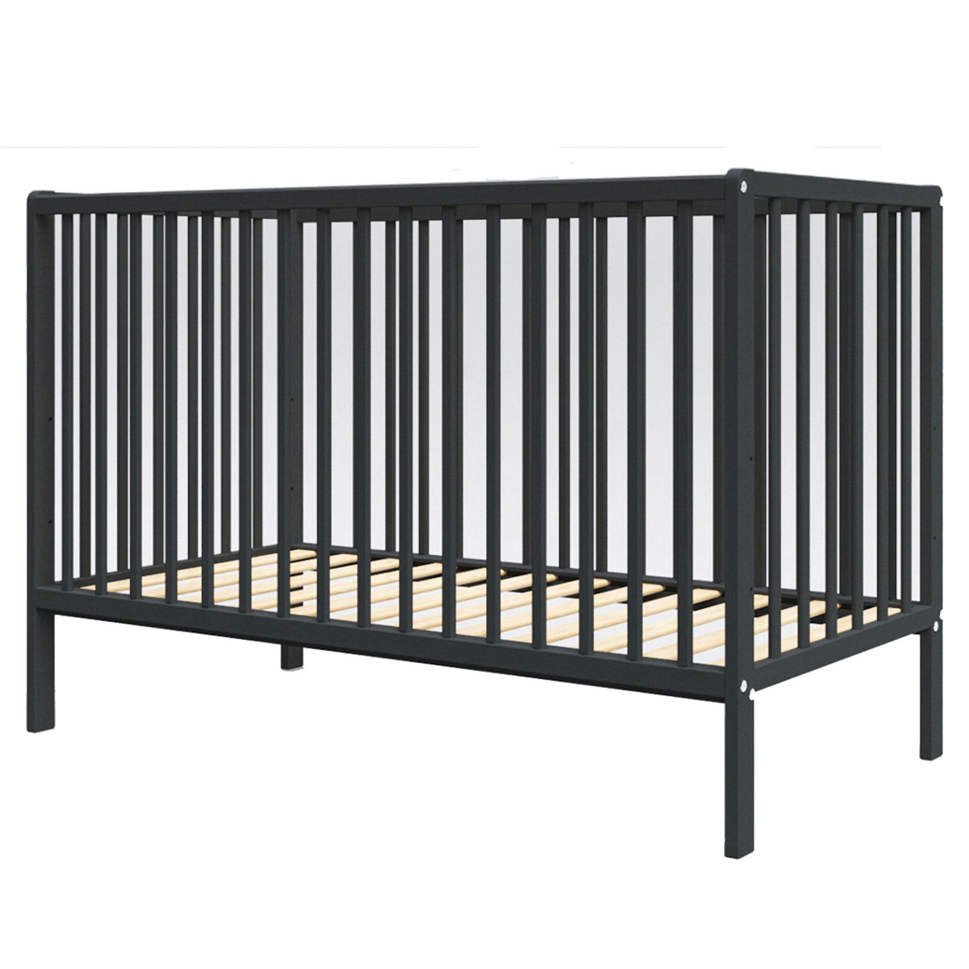 ANNA - Lit bébé évolutif en Bois - Anthracite- 120x60 cm