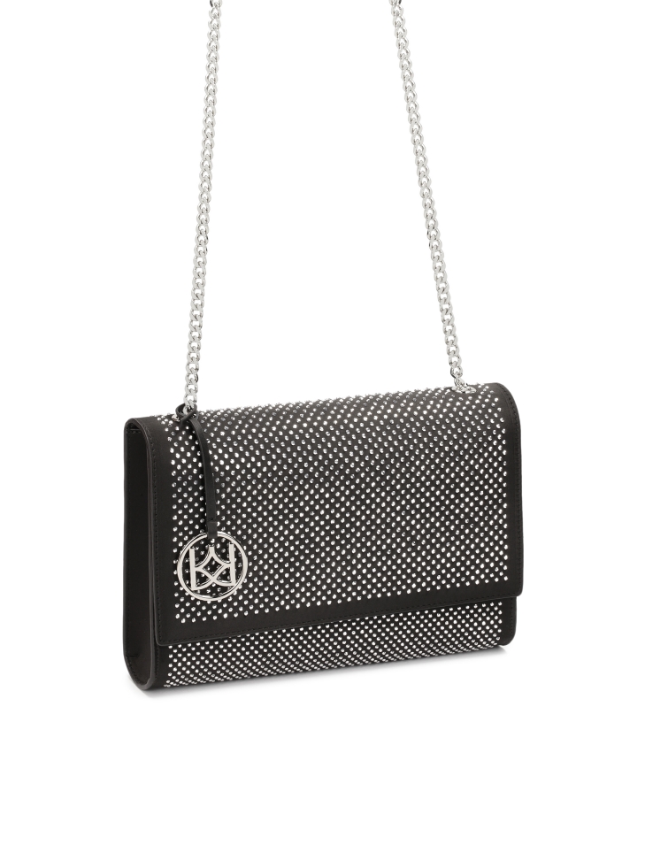 Chain handbag with sparkling crystals