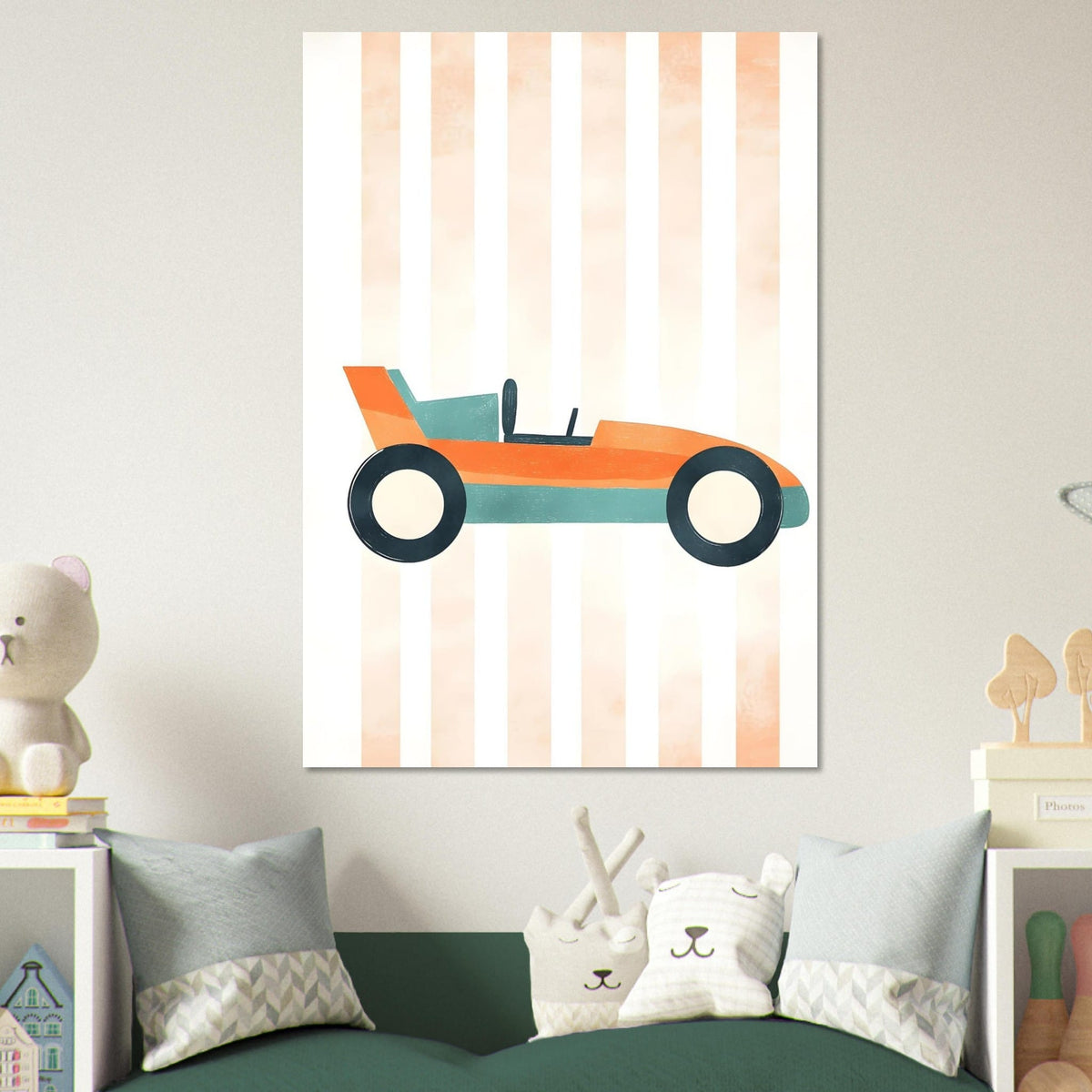 Artfulprints Poster Retro raceauto  - 70x100 cm - Oranje