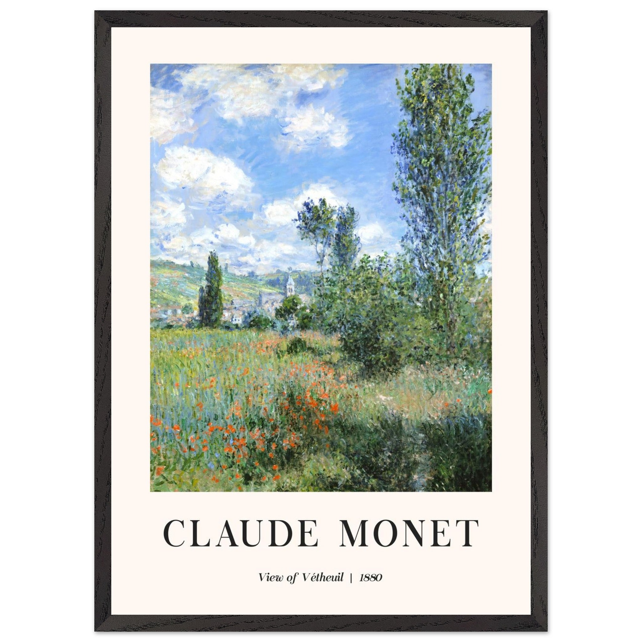 Artfulprints Poster met Lijst Claude Monet - View of Vétheuil II  - 50x70 cm - Groen