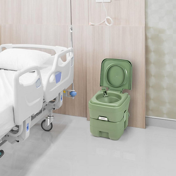 20L Toilette Portable WC Chimique Mobile en HDPE pour Camping Caravanes Hopital Voyage Vert