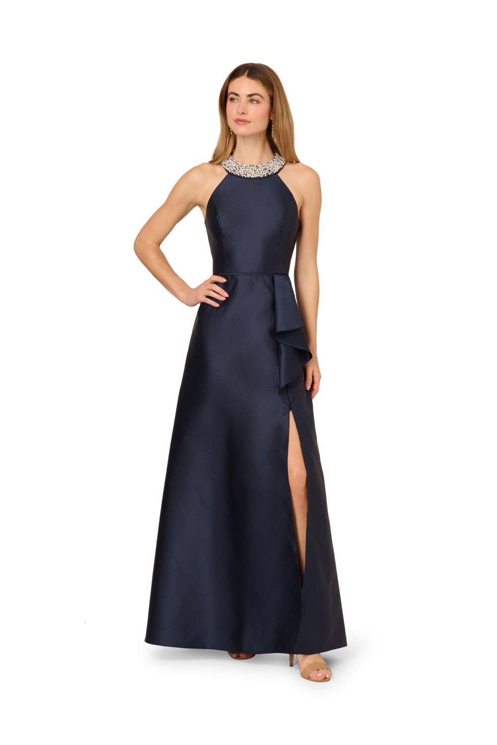 Adrianna Papell Embellished Mikado Gown