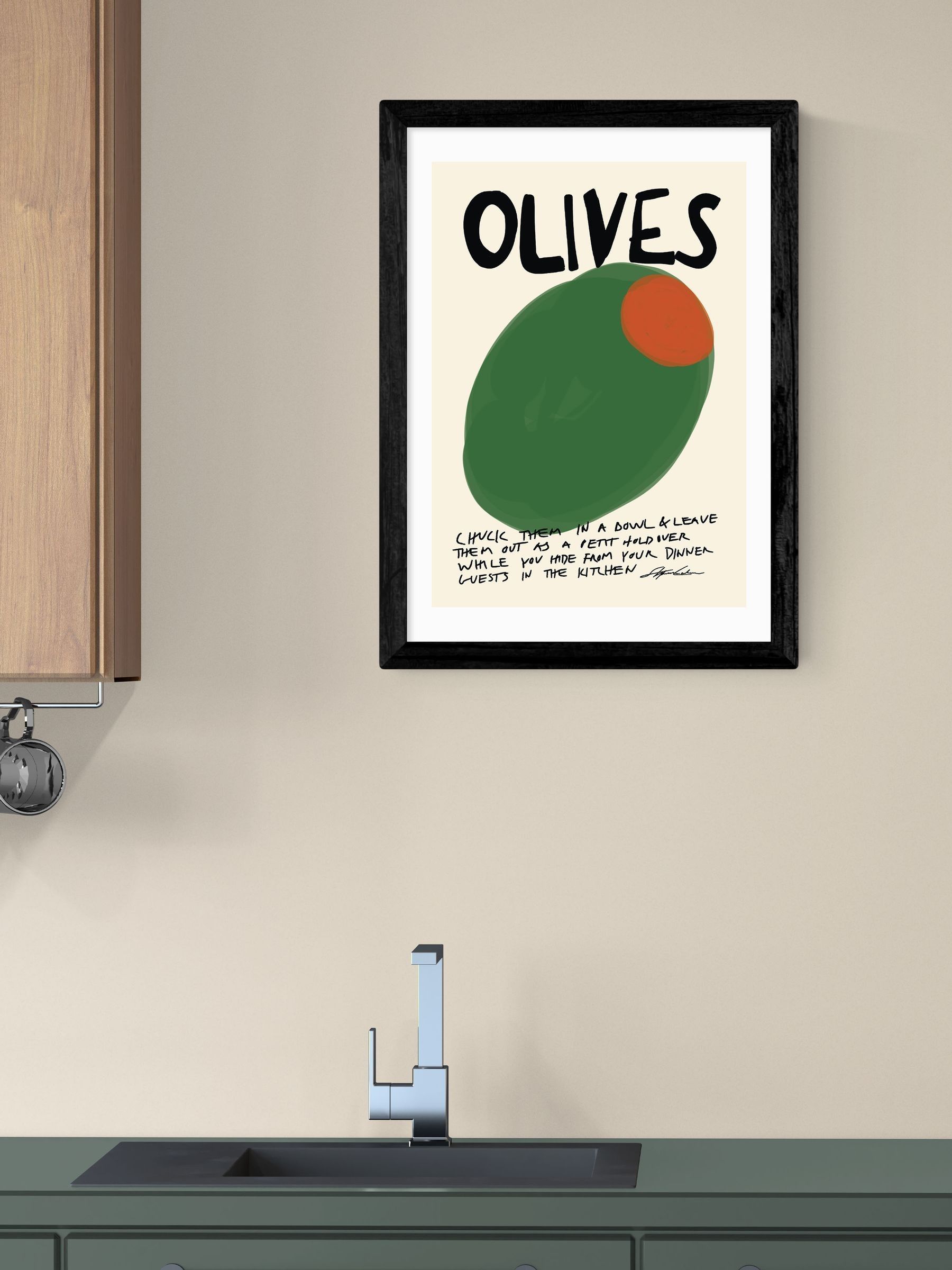 East End Prints Black Olives Wall Art Print by Stephie Cardona