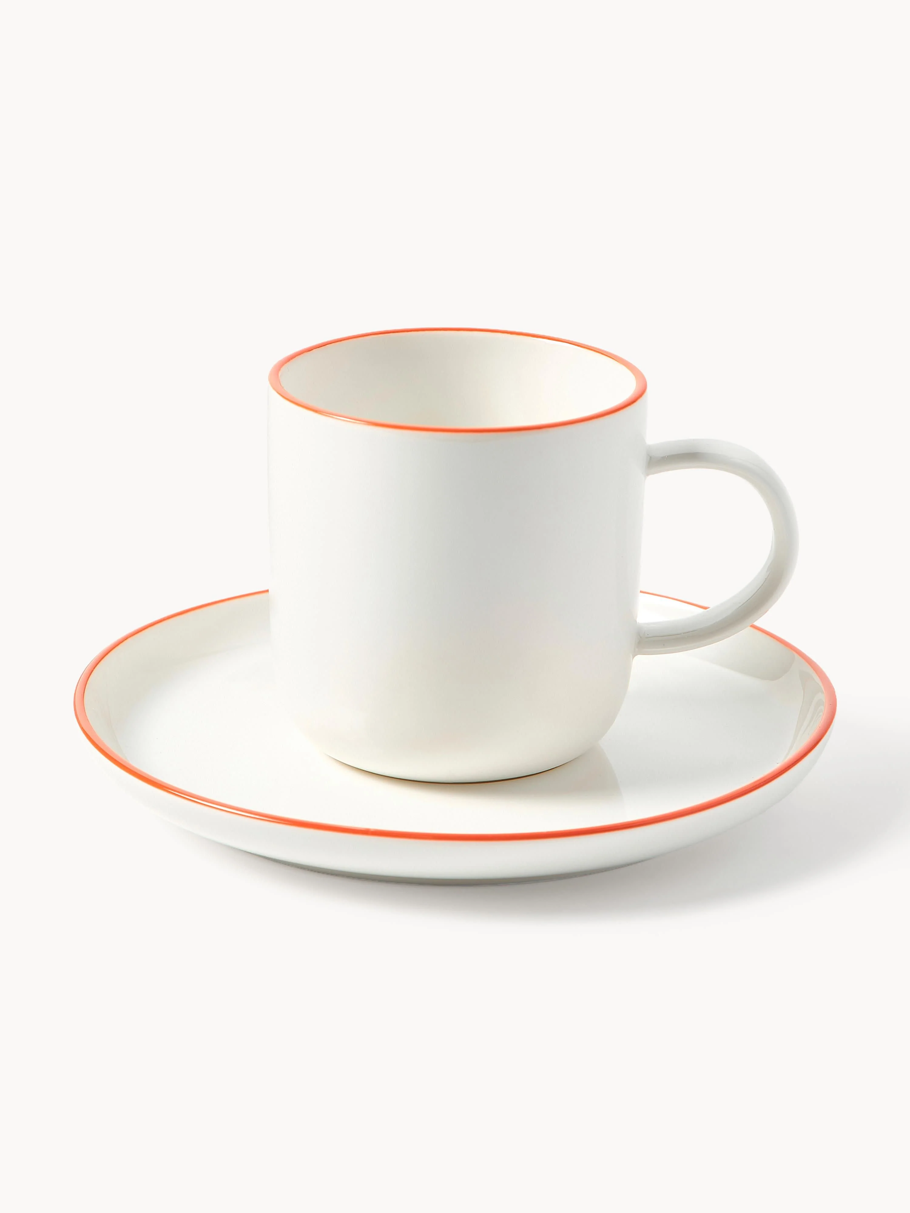 Porzellan-Kaffeetassen Facile mit Untertassen, 2er-Set