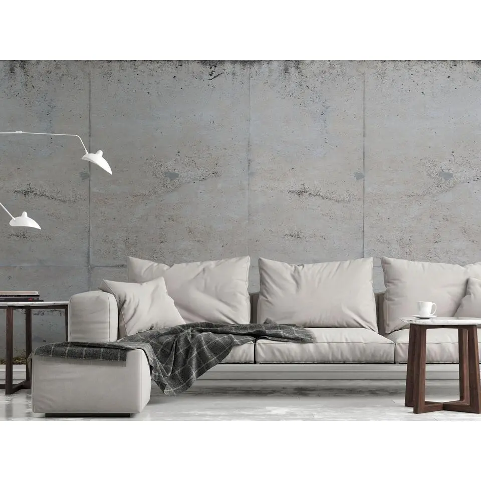 Livingwalls fotobehang betonlook grijs, beige en groen - 159 x 280 cm