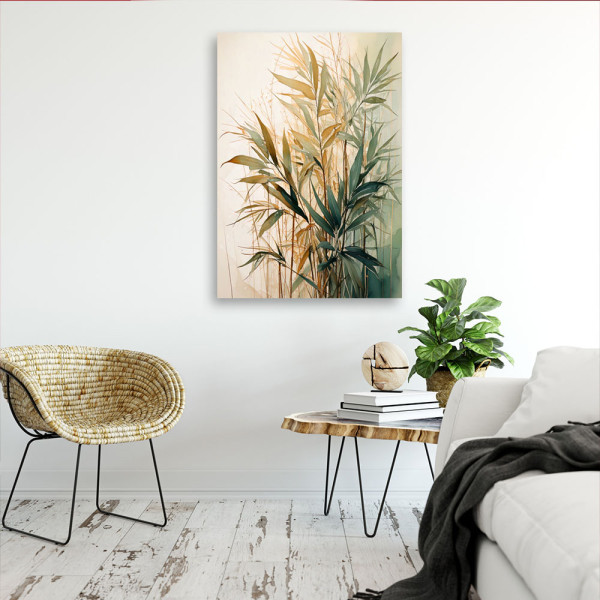 Feeby Obraz do sypialni, Trawy Akwarela Zieleń Beż Natura 40x60