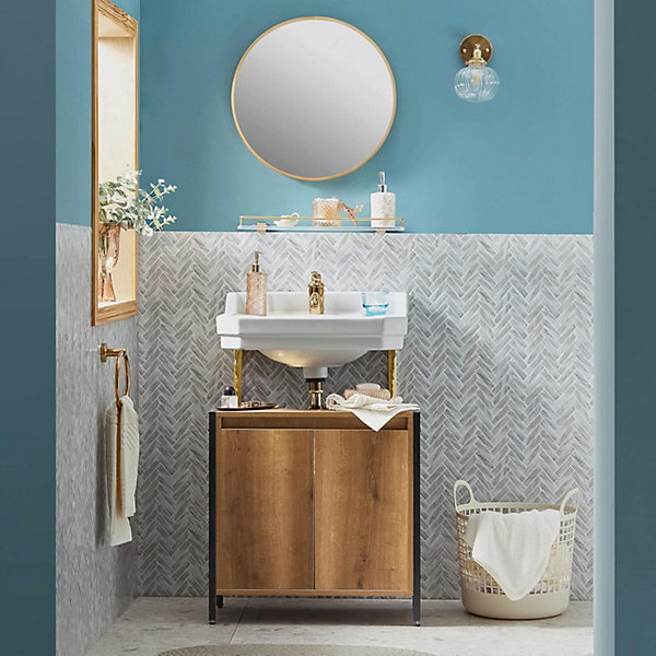 Meuble sous-Lavabo Meuble sous-Vasque à 2 étages et 2 Portes, BZR63-PF,SoBuy
