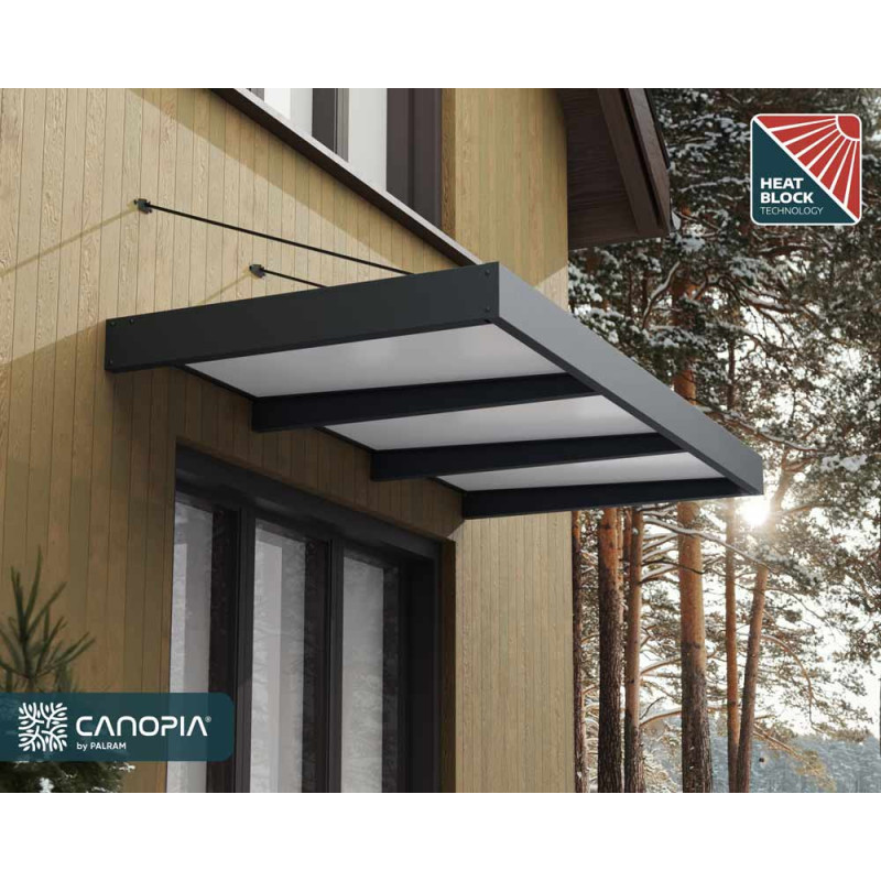 Marquise de porte Sophia XL gris foncé 290 x 140 cm CANOPIA