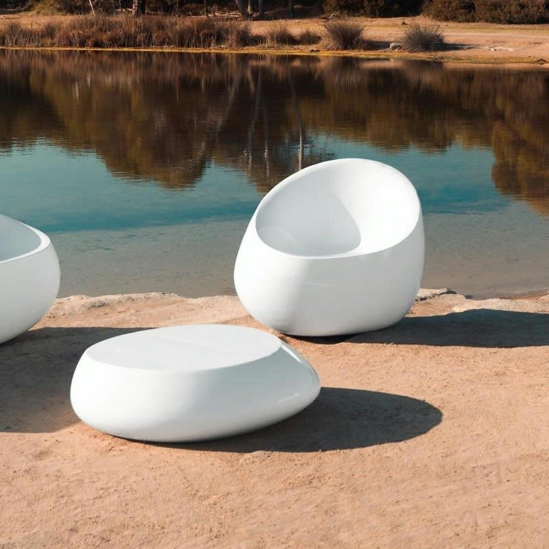 STONE LOUNGE - Fauteuil basique en polyéthylène blanc