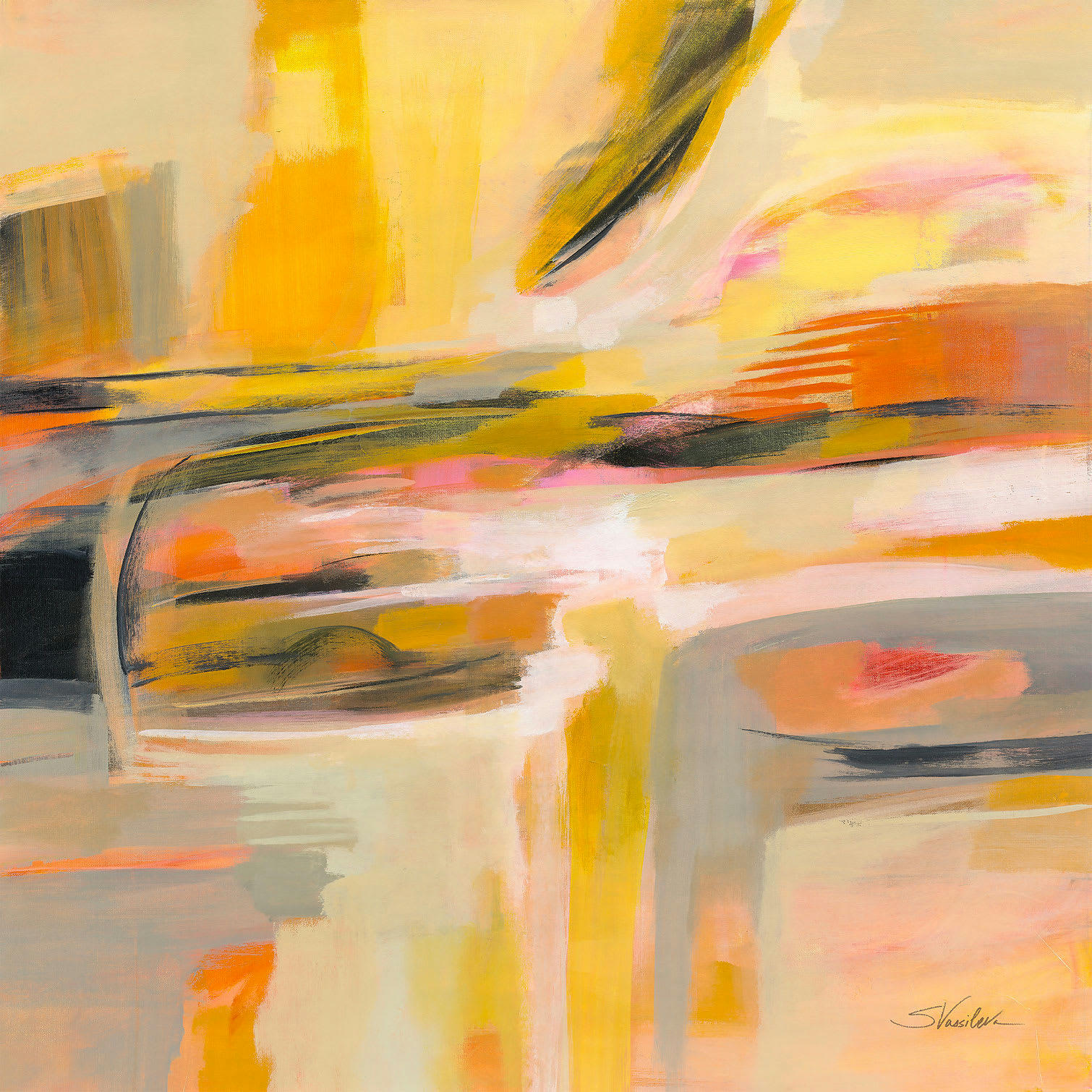 - Tableau Soleil joyeux imprimé sur toile 50x50cm