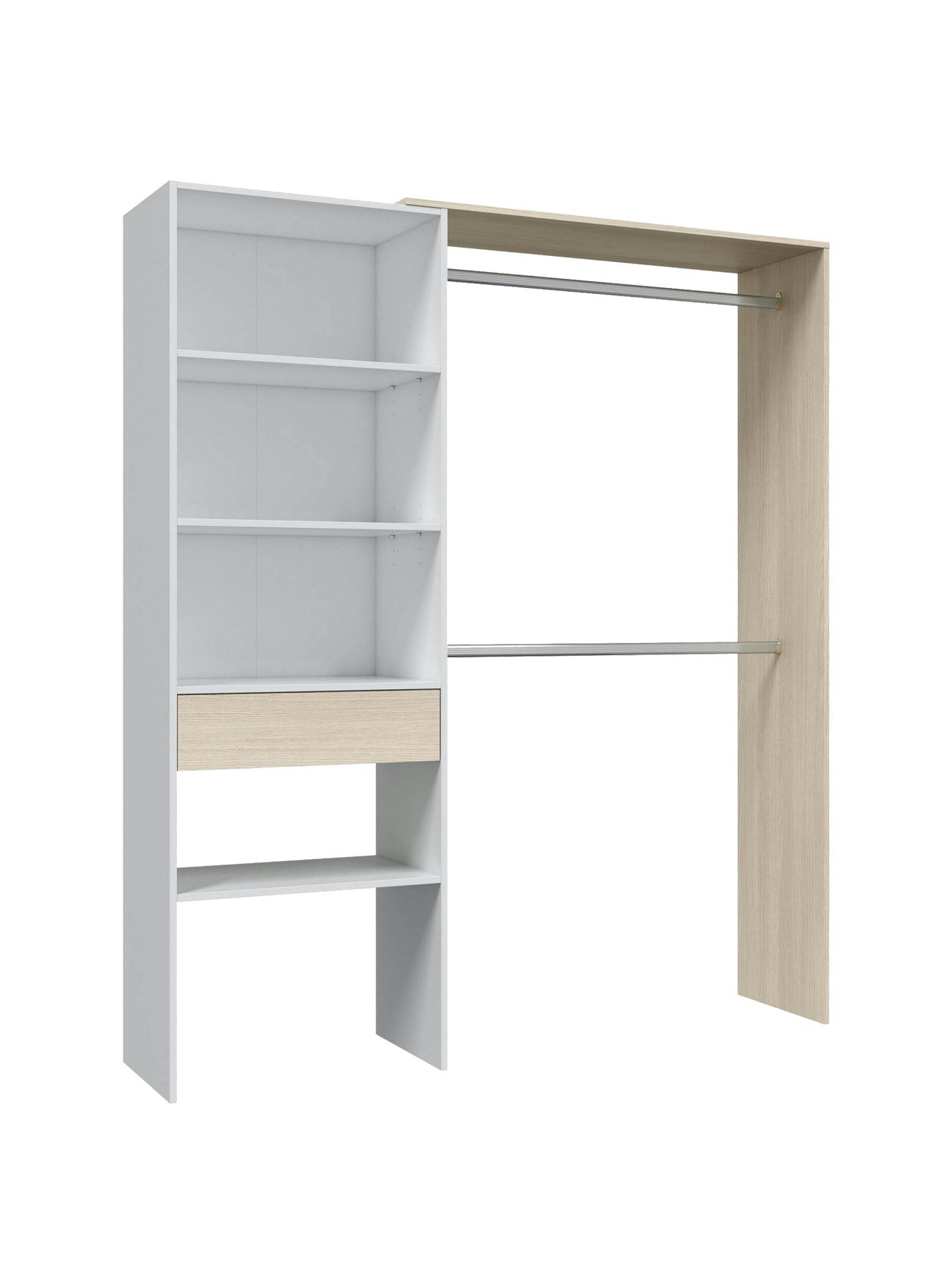 MIRAMAR - Garde-robe effet bois blanc et chêne