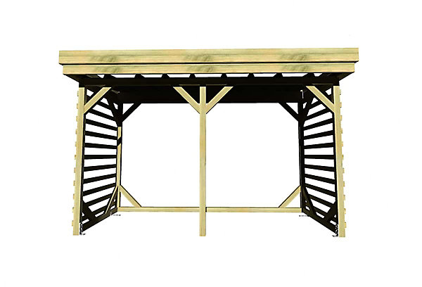 ABRI Bûches en Bois - 4,1m2 - 3,15x1,31m - Pin Sylvestre traité Autoclave - Surface Int : 2,8m2 / 4 stères