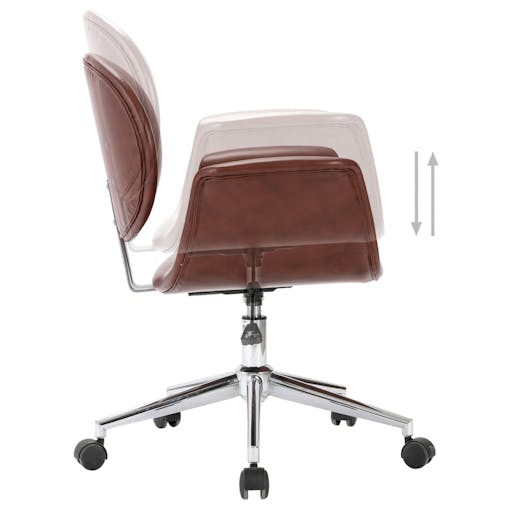 NNEVL Swivel Office Chair Brown Faux Leather