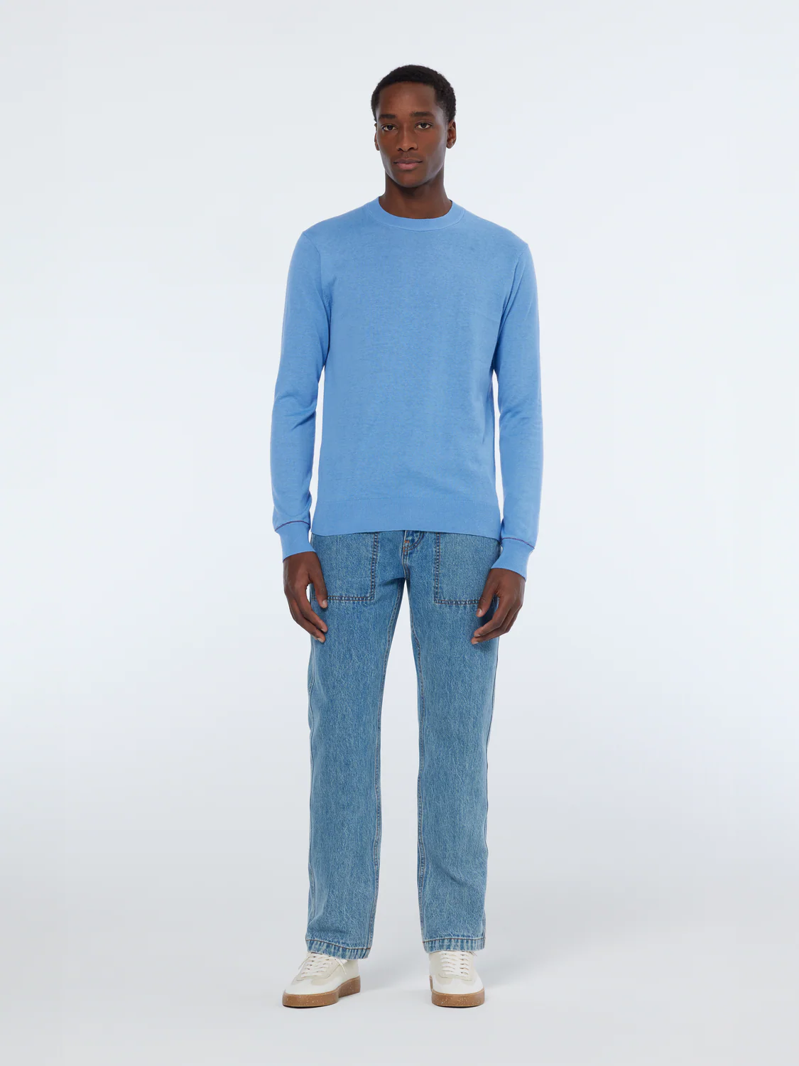 Linen-Blend Regular Fit Crewneck Pullover