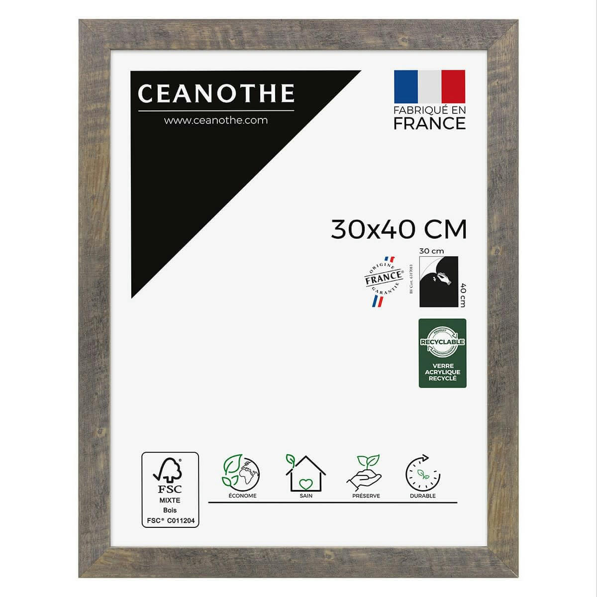 ALIZEE - Cadre photo brun 30x40 cm résine recyclée