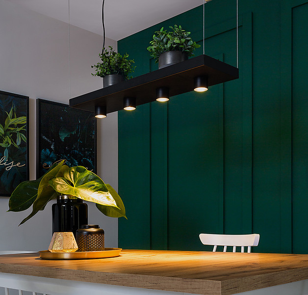 Lampa wisząca Plant Black 4-punktowa stalowa czarna