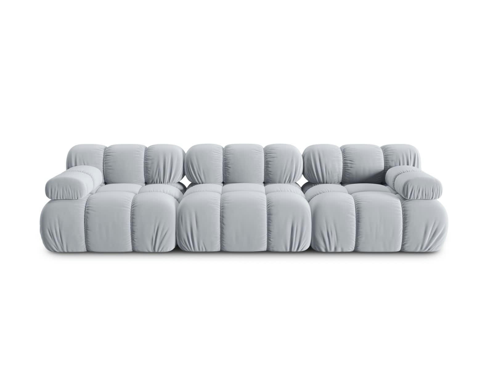 BELLIS - Canapé modulable 3 places en tissu velours bleu clair