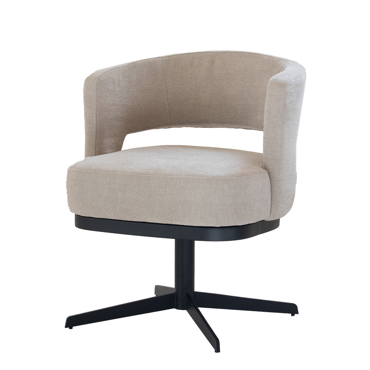 DÉJA Living Eetkamerstoel Louis - Stof/Metaal - Taupe - Set van 2
